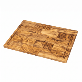 Mediterranean Olive Wood Large Cutting Board with Juice Groove, 15.5" x 10" Charcuterie Platter & Carving Board for Kitchen & Dining Table