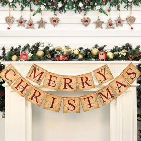 Vintage Merry Christmas Banner- Christmas Decorations Sign