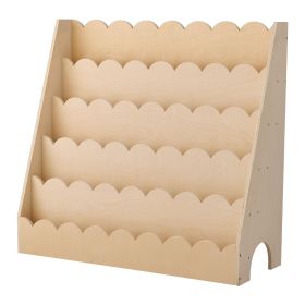 Montessori Bookshelf, 5-Tier Scalloped Kids Bookshelf, Front Facing Toddler Bookcase, Dual Hooks for Hanging Backpacks, Baby Bookshelf for Kids R