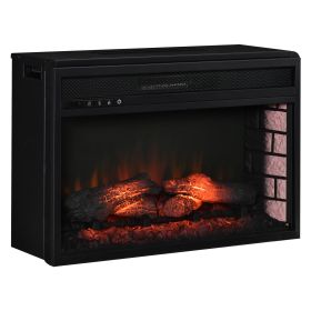 27" Electric Fireplace Insert, Retro Recessed Fireplace Heater with Realistic Log Flame, Remote Control, and Adjustable Brightness, 1400W, Black