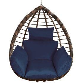 1Pc Egg Chair Cushion Hanging Basket Seat Cushion Thicken Soft Egg Swing Chair Pad Hanging Egg Chair Cushion With Headrest (Option: Navy Blue)