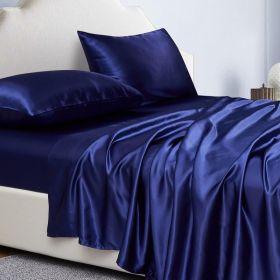 4-Piece Satin Bed Sheet Set, 14-Inch Deep Pocket (Option: Navy)