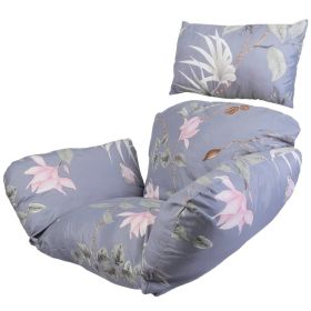 1Pc Egg Chair Cushion Hanging Basket Seat Cushion Thicken Soft Egg Swing Chair Pad Hanging Egg Chair Cushion With Headrest (Option: DGreyPinkFlower)