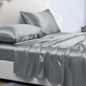 4-Piece Satin Bed Sheet Set, 14-Inch Deep Pocket (Option: Grey)