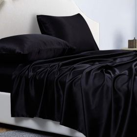 4-Piece Satin Bed Sheet Set, 14-Inch Deep Pocket (Option: Black)