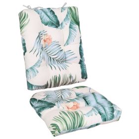 2Pcs Waterproof Rocking Chair Cushion Upper And Lower Back And Seat Sets With Non-Slip Ties Oxford Cloth Surface Polyester Filling Comfortable Fo (Option: BeigeColorLeaf)